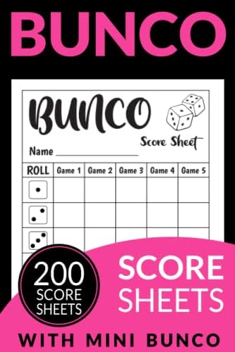 Bunco Score Cards: 200 Score Pads for Scorekeeping | Bunco Score Cards | Bunco Game Score Sheets | Bunco Score Cards for Bunco Dice Game | Includes Mini Bunco Box by Unteybeen Company