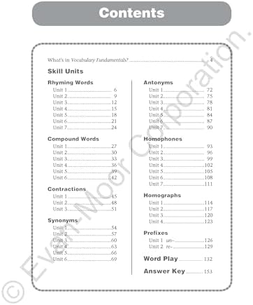 Evan-Moor Vocabulary Fundamentals, Grade 1 Homeschool and Classroom Resource, Reproducible Worksheets, Compound Words, Synonyms, Antonyms, Homophones, Homographs, Prefixes, Word Skills, Practice, Play by Evan-Moor Educational Publishers