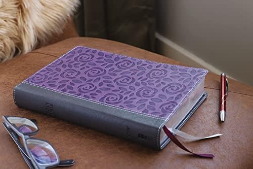 NIV, Thinline Bible, Giant Print, Leathersoft, Gray/Purple, Red Letter, Thumb Indexed, Comfort Print by Zondervan