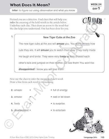 Evan-Moor Daily Higher-Order Thinking, Grade 3, Homeschooling and Classroom Resource Workbook, Brainteasers, Critical Thinking, Problem Solving, Logic Puzzles, Language Play, Drawing by Evan-Moor Educational Publishers