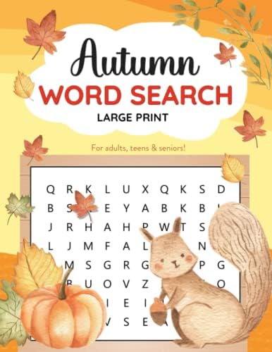 Autumn Word Search for Adults, Teens & Seniors: Large Print Word Search Puzzle Book for Fall, Halloween & Thanksgiving by Fleurette Press