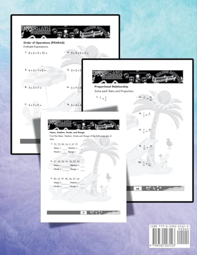 Summer Math Workbook 6-7 Grade Bridge Building Activities: 6th to 7th Grade Summer Essential Skills Practice Worksheets by Summer Bridge Building