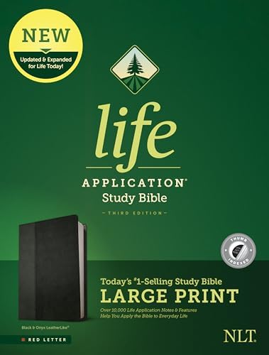NLT Life Application Study Bible, Third Edition, Large Print (LeatherLike, Black/Onyx, Indexed, Red Letter) by New Living Translation