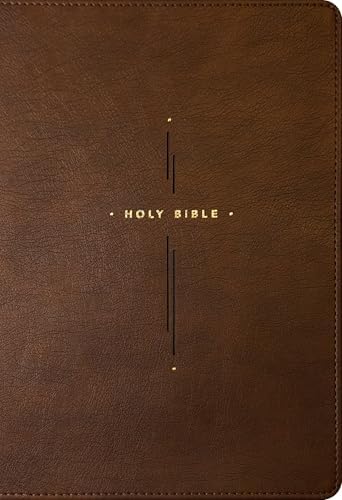 NLT Large Print Thinline Center-Column Reference Bible, Filament Enabled (LeatherLike, Brown Holy Cross, Indexed, Red Letter) by New Living Translation