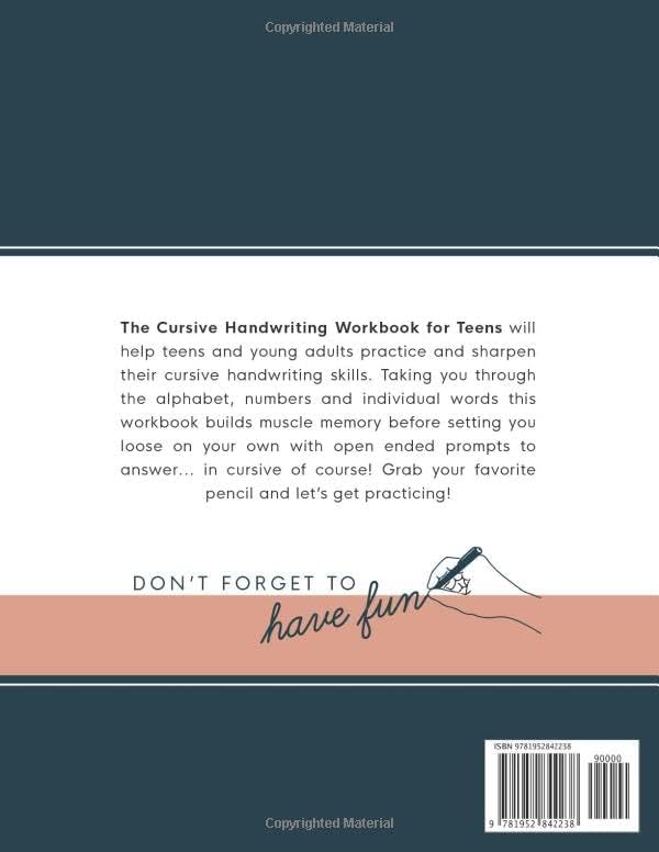 The Cursive Handwriting Workbook for Teens: Learn the Art of Penmanship in this Cursive Writing Practice book with Motivational Quotes and Activities for Young Adults and Teenagers by Modern Kid Press
