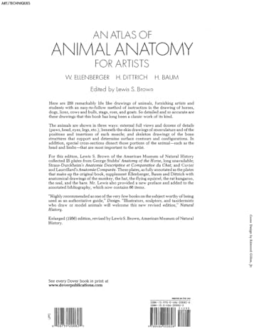An Atlas of Animal Anatomy for Artists (Dover Anatomy for Artists) by W. Ellenberger