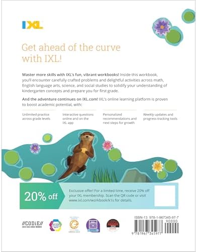 IXL Ultimate Summer Kindergarten to 1st Grade Workbook, Math, Reading Comprehension, Language Arts, Geography, Science, Social Studies, and Writing Practice for Kids (IXL Ultimate Summer Workbooks) by IXL Learning
