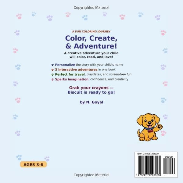 Biscuit and Me: Color Your Own Adventure: A Fun Coloring & Story Activity Book for Kids Ages 3-6 : 3 Interactive Story Adventures, Story Prompts, Activities, and Imagination Play by Curious Minds Studios