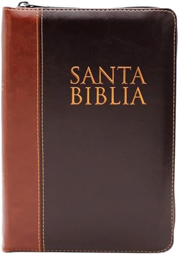 Biblia Reina Valera 1960 Letra Grande en Español de 14 puntos-Tamaño manual con Cierre, Indice, foro en semil piel color caoba/ RVR 1960 Large Giant Print Bible in Spanish edition, brown with zipper by Reina Valera 1960