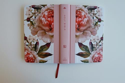 KJV Holy Bible, Large Print Medium Format, Pink Cloth Hardcover with Floral Design, Ribbon Marker, Red Letter (KJV Medium Size Large Print Editions) by ORIGIN
