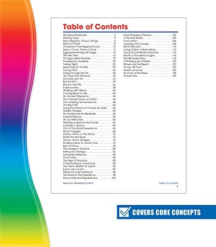 Spectrum Reading Comprehension Grade 8, Ages 13 to 14, 8th Grade Workbooks, Nonfiction and Fiction Passages, Analyzing and Summarizing Story Structure Using Context Clues and Citations - 160 Pages by Spectrum