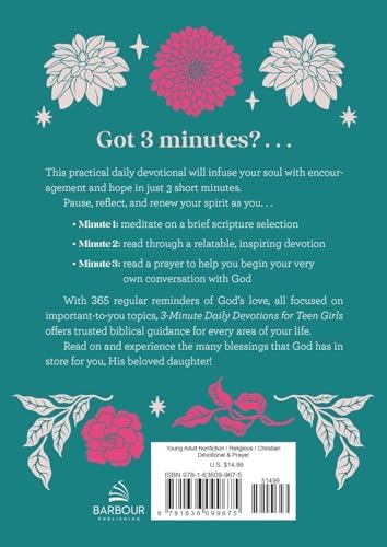 3-Minute Daily Devotions for Teen Girls (3-Minute Devotions) by Compiled by Barbour Staff