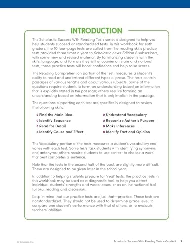Scholastic Success with Reading Tests Grade 6 Workbook by Scholastic Teaching Resources