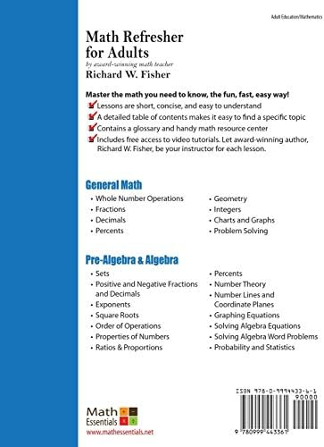 Math Refresher for Adults: The Perfect Solution (Mastering Essential Math Skills) by Richard W Fisher