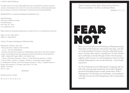 Romeo and Juliet: No Fear Shakespeare Side-by-Side Plain English by William Shakespeare