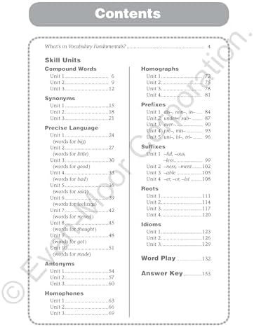 Evan-Moor Vocabulary Fundamentals, Grade 3 Homeschool and Classroom Resource, Reproducible Worksheets, Compound Words, Synonyms, Antonyms, Homophones, Homographs, Prefixes, Root Words, Idioms by Evan-Moor Educational Publishers