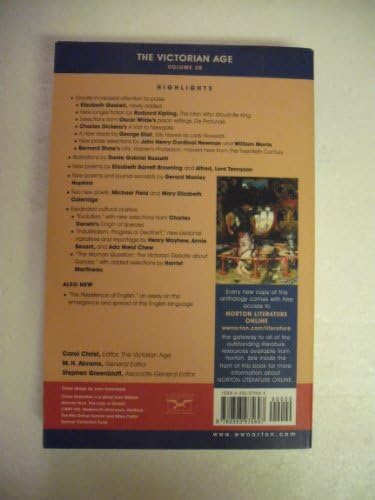 The Norton Anthology of English Literature, Vol. 2B: The Victorian Age by H. H. Christ, Carol- Abrams