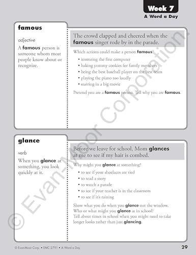 Evan-Moor A Word a Day, Grade 1 Teacher Edition by Evan-Moor Educational Publishers