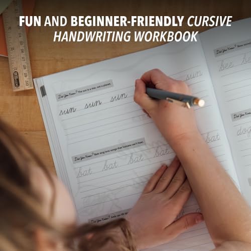 Cursive Handwriting Workbook: 100+ Pages of Beginner's Cursive and Awesome Fun Facts (Foundations of Handwriting) by Little Bigfoot