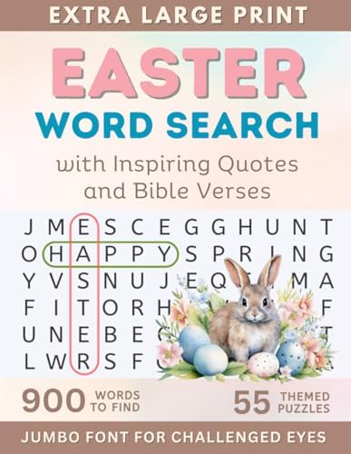Easter Word Search Extra Large Jumbo Print for Adults & Seniors: Relaxing Word Finds with Bible Verses & Quotes | Christian Activity for Elderly with ... (Jumbo Word Search Puzzle Books for Adults) by Books 'N Roses
