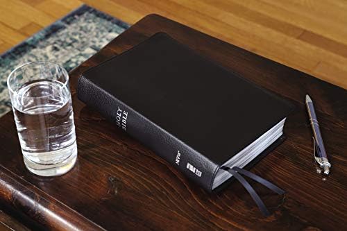 NIV, Personal Size Reference Bible, Large Print, Premium Leather, Calfskin, Black, Red Letter, Comfort Print by Zondervan