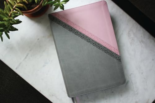 NIV Application Bible, Large Print, Leathersoft, Pink/Gray, Red Letter, Comfort Print: Bringing the Ancient Message of the Bible into Your World (NIV Application Commentary Resources) by Zondervan