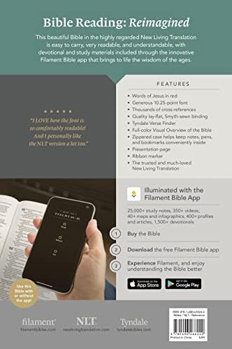 NLT Large Print Thinline Reference Zipper Bible, Filament Enabled (LeatherLike, Messenger Stone & Camel , Indexed, Red Letter) by New Living Translation