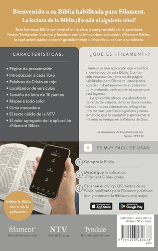 Biblia compacta NTV, letra gigante con Filament (SentiPiel, Gris, Letra Roja) (Spanish Edition) by Tyndale