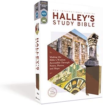 NIV, Halley's Study Bible (A Trusted Guide Through Scripture), Leathersoft, Brown, Red Letter, Comfort Print: Making the Bible's Wisdom Accessible Through Notes, Photos, and Maps by Zondervan