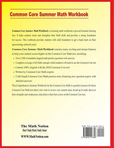 Common Core Grade 8 Summer Math Workbook: Essential Summer Learning Math Skills plus Two Complete Common Core Math Practice Tests by Michael Smith