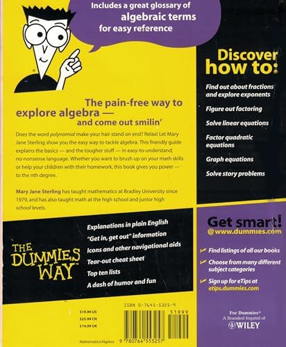 Algebra for Dummies by Mary Jane Sterling