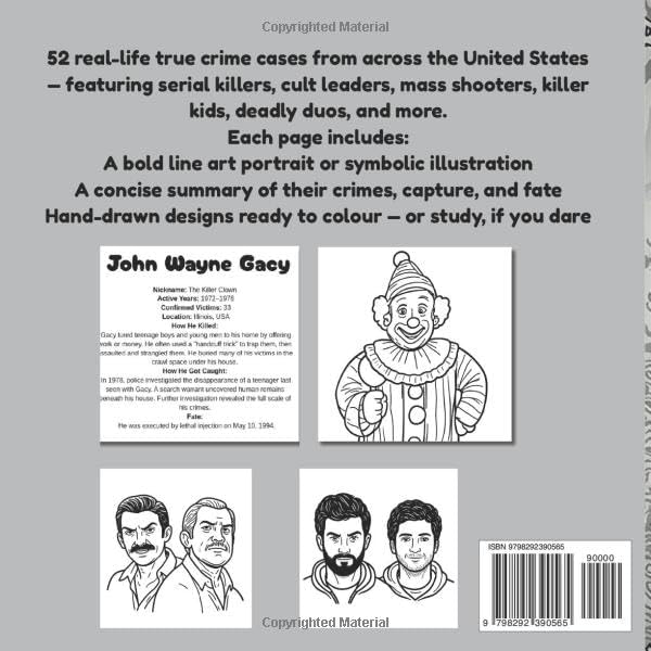 True Crime Colouring Book: 52 Real U.S. Cases with Chilling Facts to Colour and Explore by Oliver beveridge