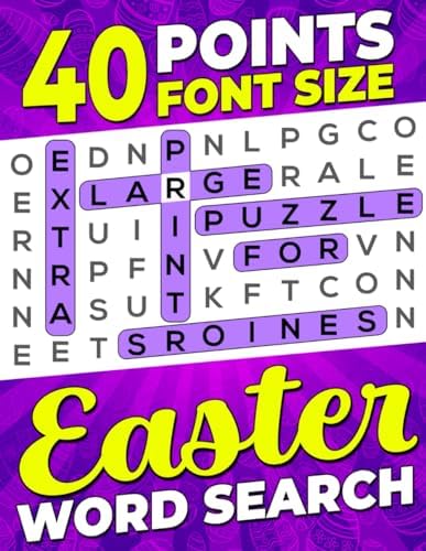 40 Points Font Size Extra Large Print Easter Word Search for Seniors by Firefly Press