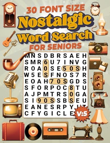 30 Points Font Size Extra Large Print Nostalgic Word Search for Seniors: 50 XL Size Nostalgic Word Search with 50s-90s Themed Puzzles Vol: 5 by Firefly Press