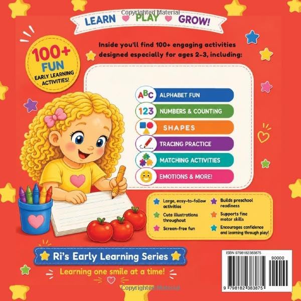 Ri’s Toddler Activity Workbook: Simple Learning Activities for Ages 2–4 with Tracing, Counting, Shapes, Matching, and More by Brandy B