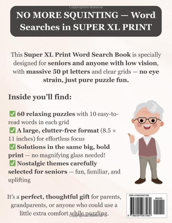 Super XL 50-pt Print Nostalgia Word Search (VOL. 3): Designed for Seniors | 60 Nostalgic Puzzles | 8.5x11 Inches | Thoughtful Gift for Parents, Grandparents & Loved Ones (Super XL Print Word Search) by SG Books