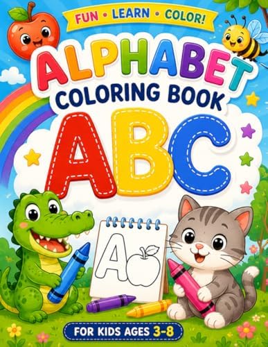 Alphabet Coloring Book for Kids Ages 3-8: ABC Letters with Fun Objects to Color – Learn the Alphabet While Having Fun | Perfect for Preschool and Kindergarten Boys and Girls by Samson Uko