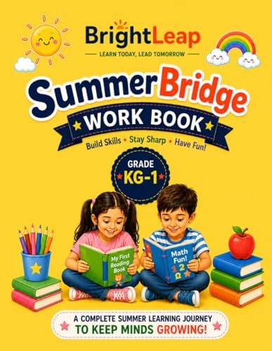KG To Grade-1 Summer Bridge Confidence Booster Work Book: An unbeatable workbook with colorful illustrations, engaging activities, creative designs, ... teaching easy, meaningful, and fun for kids. by BrightLeap publications