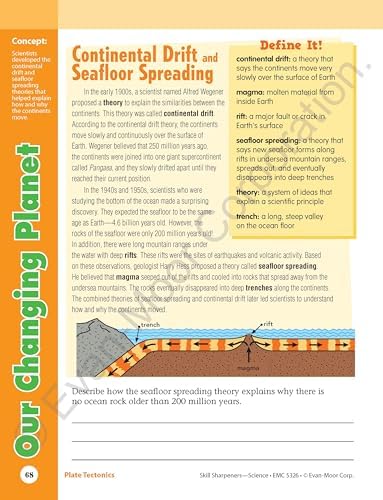 Evan-Moor Skill Sharpeners Science Workbook, Grade 6, Physical, Life, and Earth Science, Activities, Chromosomes and DNA, Genetics, Energy, Weather Causes, Plate Tectonics, Climate Change, Homeschool by Evan-Moor Educational Publishers