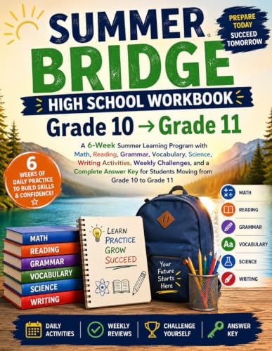 Summer Bridge High School Workbook Grade 10 to Grade 11: A 6-Week Summer Learning Program with Math, Reading, Grammar, Vocabulary, Science, Writing ... for Students Moving from Grade 10 to Grade 11 by Dr Mulvaney Dolly