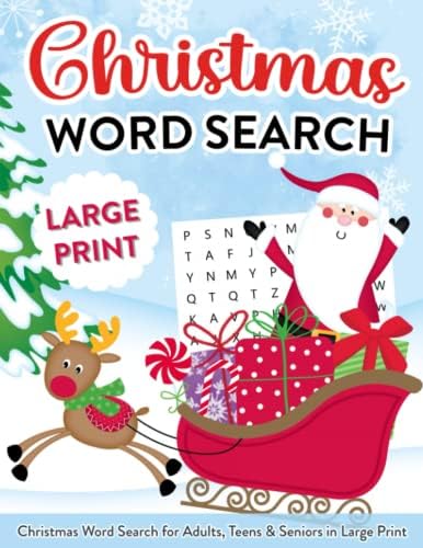 Christmas Word Search for Adults, Teens & Seniors in Large Print: Word Search Puzzle Book with Christmas, Winter & Holiday Themes by Fleurette Press