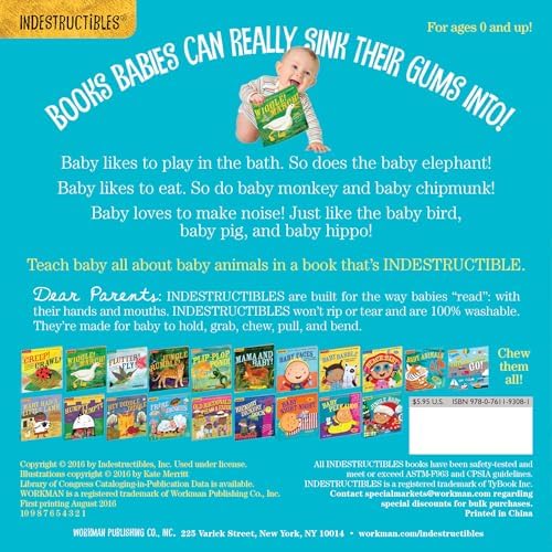 Indestructibles (The Original): Baby Animals: Chew Proof · Rip Proof · Nontoxic · 100% Washable (Book for Babies, Newborn Books, Safe to Chew) by Amy Pixton