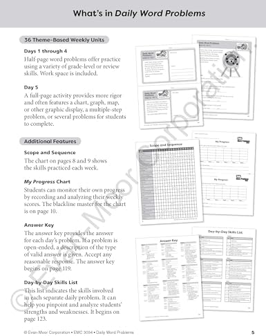 Evan-Moor Daily Word Problems, Grade 4, Homeschooling & Classroom Resource Workbook, Problem-Solving Real Life Math Skills, Reproducible Worksheet ... Graphs, Charts (Daily Word Problems Math) by Evan-Moor