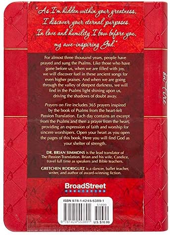 Prayers on Fire: 365 Days Praying the Psalms (The Passion Translation, Imitation Leather) – Daily Prayers Inspired by the Book of Psalms, Perfect Gift for Confirmation, Christmas, and More by Brian Simmons