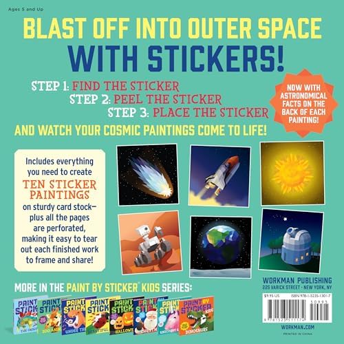 Paint by Sticker Kids (Official): Outer Space: Create 10 Pictures One Sticker at a Time! Includes Glow-in-the-Dark Stickers by Workman Publishing