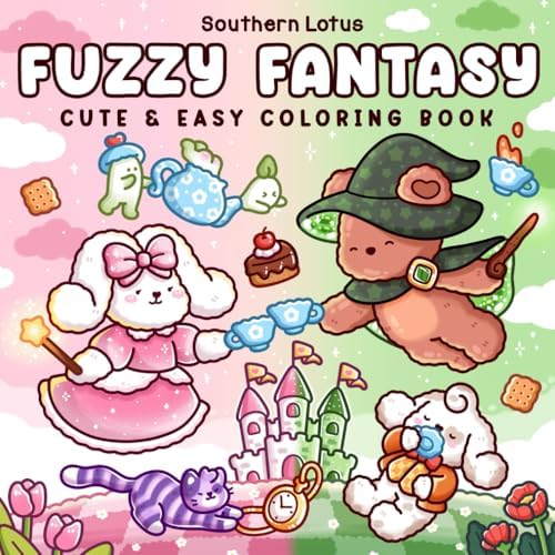 Fuzzy Fantasy: Coloring Book for Adults and Teens Featuring Adorable Animals in Magical and Dreamy Scenes for Stress Relief (Fuzzy Buddies) by Southern Lotus