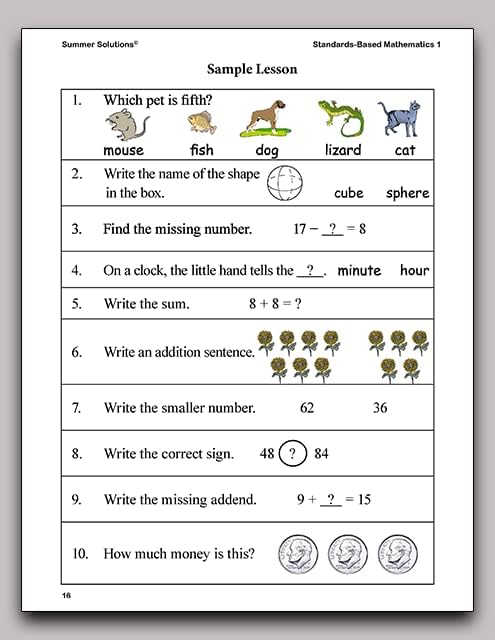 Summer Solutions Standards-Based Mathematics Level 1 by SUMMER SOLUTIONS. MINUTES A DAY - MASTERY FOR A LIFETIME!
