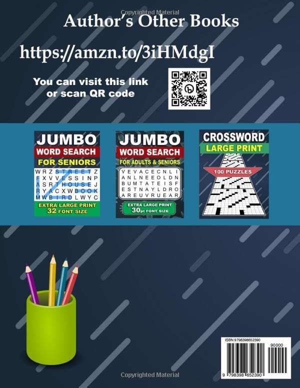 Extra Large Print Word Search For Seniors: 50 Puzzles With Solutions: Jumbo Word Search Puzzles: (Large Font Size 32pt) by NavZ Books
