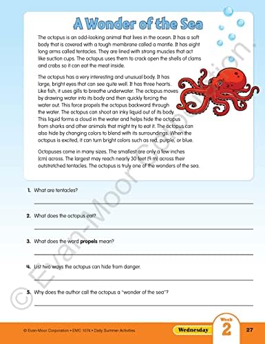 Evan-Moor Daily Summer Activities, Grade 3-4 Workbook, Stickers, Prevent Learning Loss, Reading Comprehension, Writing, Math, Grammar, Punctuation, Spelling, Multiplication, Fractions, Geography, Maps by Evan-Moor Educational Publishers