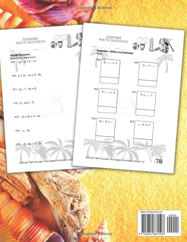 Summer Math Success: Pre Algebra Workbook Grade 9: 9th Grade Algebra Workbook: Order of Operations, Inequalities, Solving Equations and More (Answer Key Included) by All Seasons Math